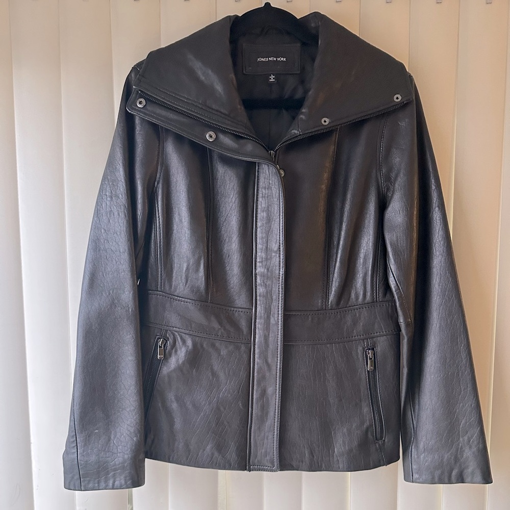 ❗️SOLD❗️JNY REAL LEATHER JACKET, SIZE L, BLACK